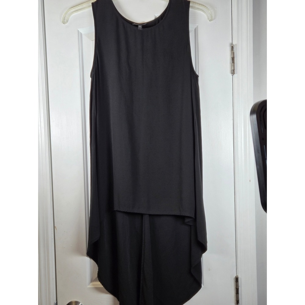 Eileen Fisher Black 100% Silk Sleeveless High-Low Tunic Top Small S/P